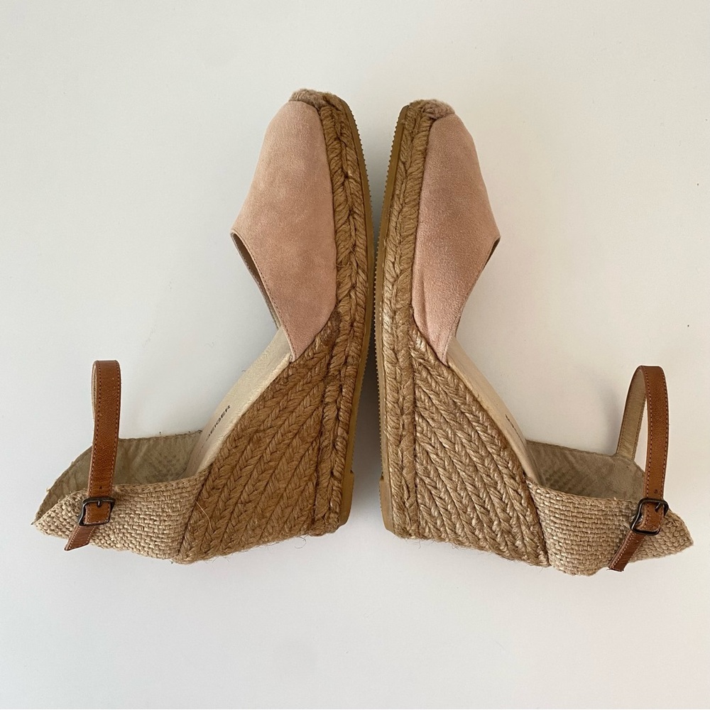 Kurt Geiger Wedge Heel Ankle Strap Dusty Pink Suede Espadrilles Size 38/7.5 GUC - Picture 6 of 13
